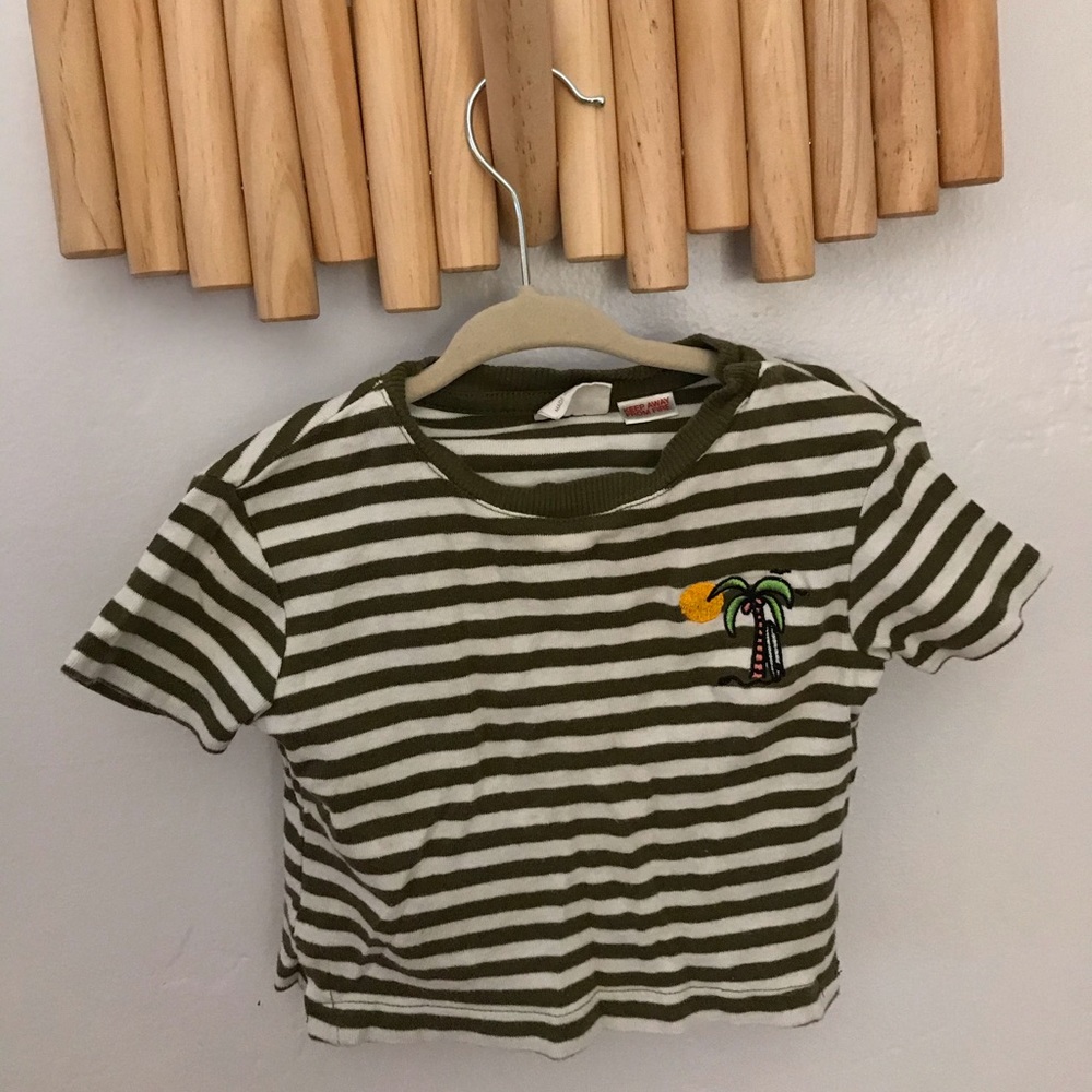 Stripe olive green Zara tee